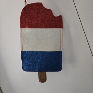 Source Unknown Red White Blue Glitter Popsicle Wristlet Clutch